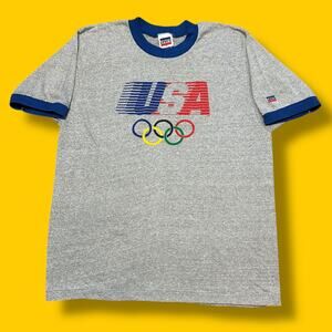 Vintage 1984 Olympics Levi’s USA Ringer Tee Shirt Gray Unworn 80s Sz M